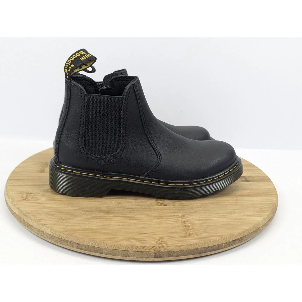 Dr Martens Chelsea Boots Kids Youth Boys Size 2 Black Leather Zipper 2976 School